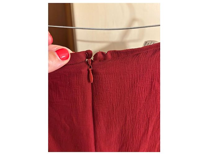 Abito Elie Saab in misto seta rosso con volant - vista 16