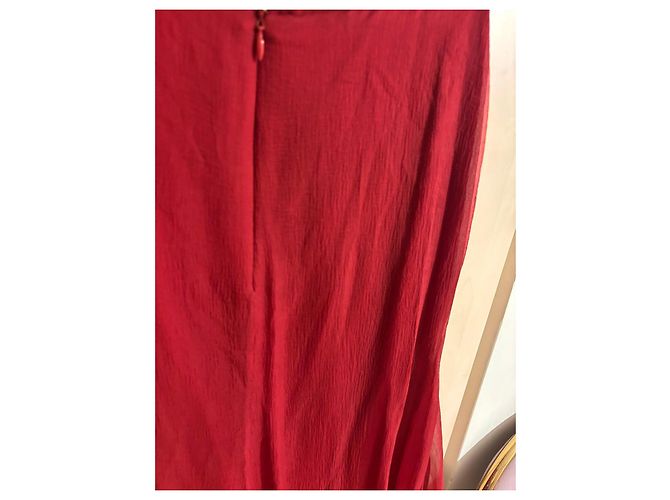 Abito Elie Saab in misto seta rosso con volant - vista 17