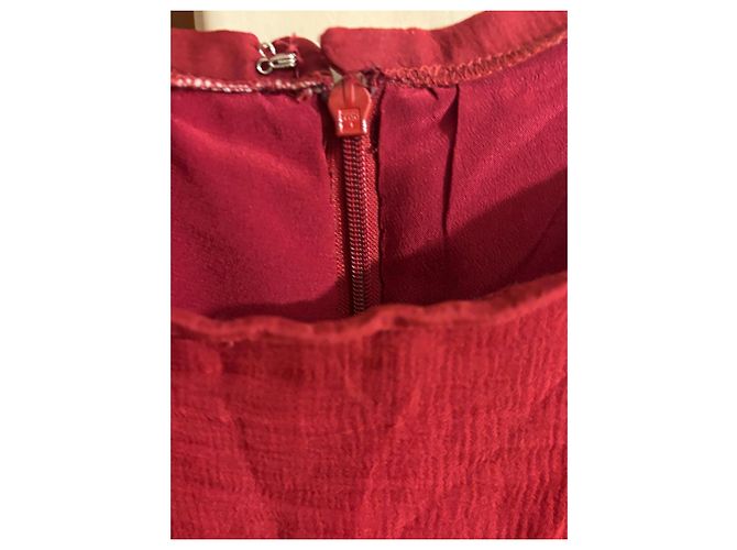 Abito Elie Saab in misto seta rosso con volant - vista 4