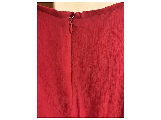 Abito Elie Saab in misto seta rosso con volant - vista 7