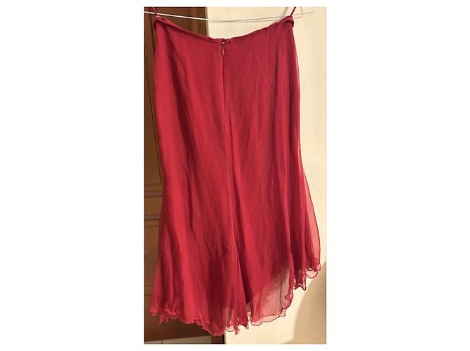 Abito Elie Saab in misto seta rosso con volant - vista 8