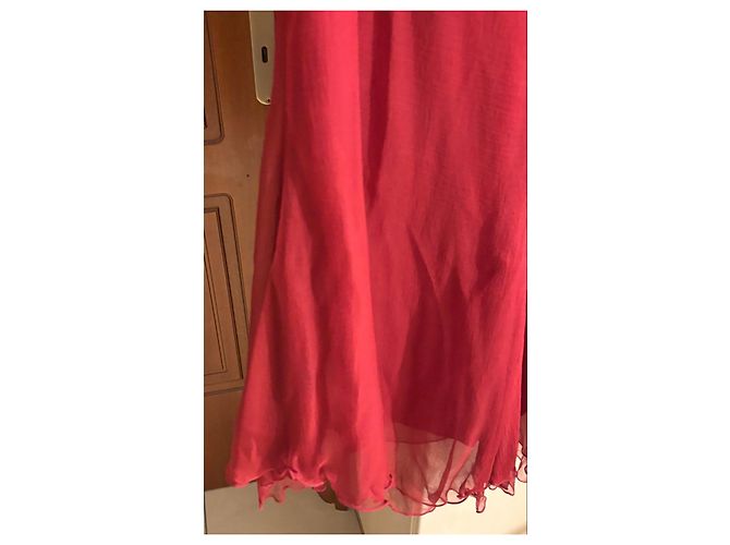 Abito Elie Saab in misto seta rosso con volant - vista 9