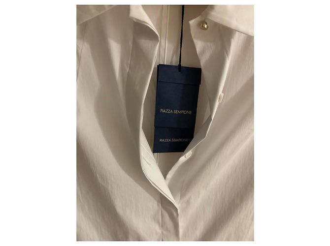 Camisa Piazza Sempione de mezcla de algodón blanco - vista 2