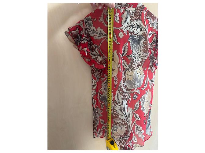 Diane von Furstenberg Blusa de seda estampado floral rojo Blanco Hardware de plata - vista 4