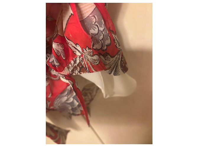 Diane von Furstenberg Blusa de seda estampado floral rojo Blanco Hardware de plata - vista 5