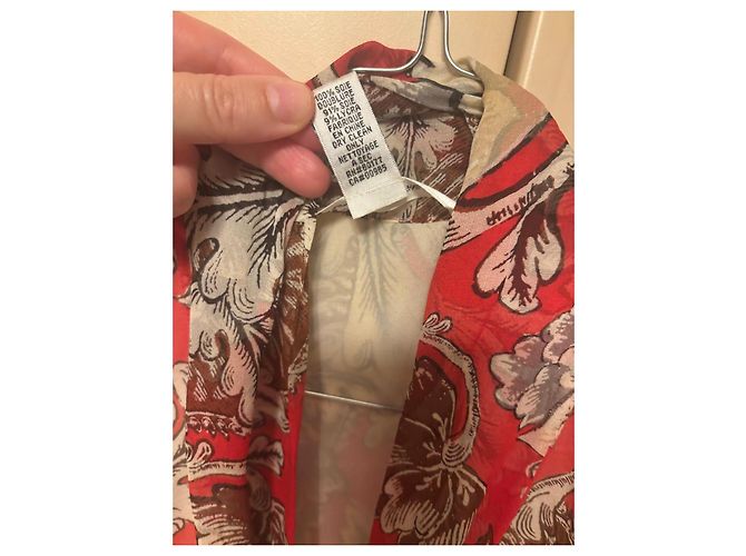 Diane von Furstenberg Blusa de seda estampado floral rojo Blanco Hardware de plata - vista 7