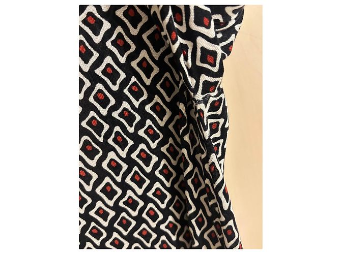 Prada Seiden-Cardigan mit geometrischem Muster Schwarz Weiß Rot - Ansicht 11