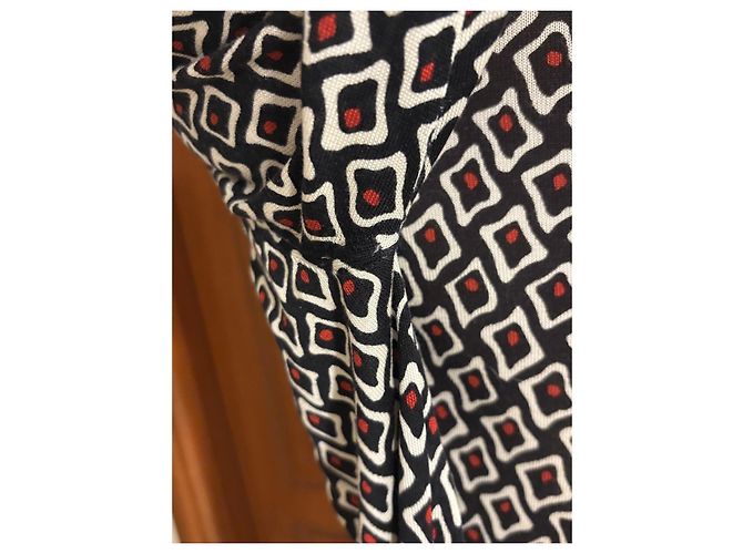Prada Seiden-Cardigan mit geometrischem Muster Schwarz Weiß Rot - Ansicht 12