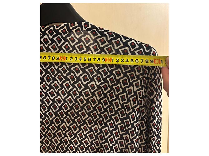 Prada Seiden-Cardigan mit geometrischem Muster Schwarz Weiß Rot - Ansicht 14