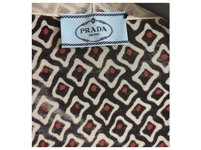 Prada Seiden-Cardigan mit geometrischem Muster Schwarz Weiß Rot - Ansicht 3