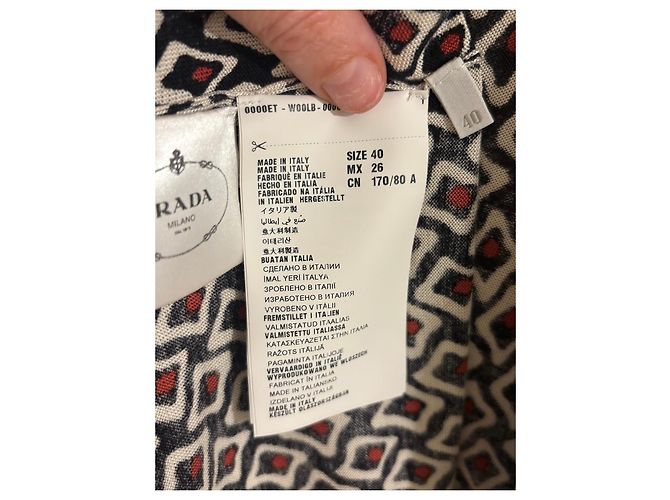 Prada Seiden-Cardigan mit geometrischem Muster Schwarz Weiß Rot - Ansicht 5