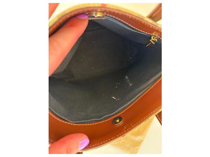 Borsa Tote Burberry Haymarket Check Marrone Beige - vista 12