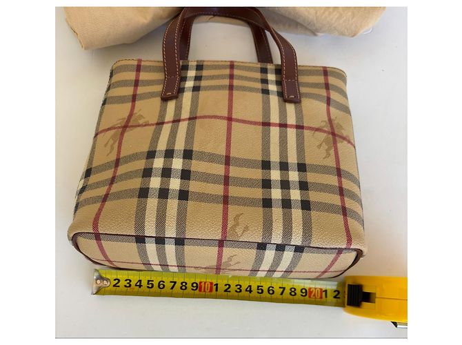 Borsa Tote Burberry Haymarket Check Marrone Beige - vista 14