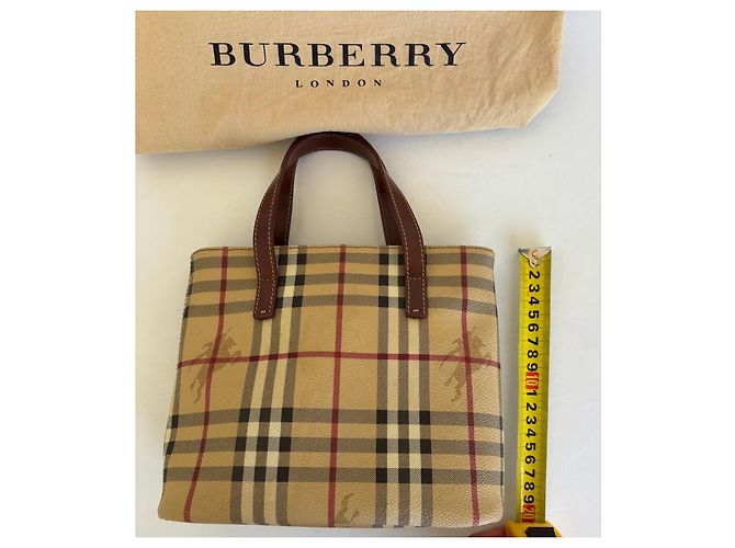 Borsa Tote Burberry Haymarket Check Marrone Beige - vista 15