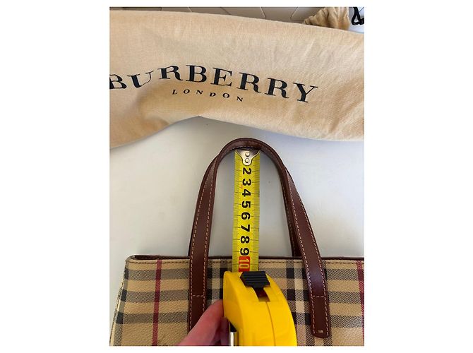 Borsa Tote Burberry Haymarket Check Marrone Beige - vista 20