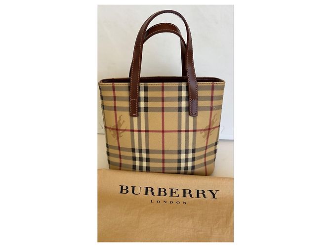 Borsa Tote Burberry Haymarket Check Marrone Beige - vista 5