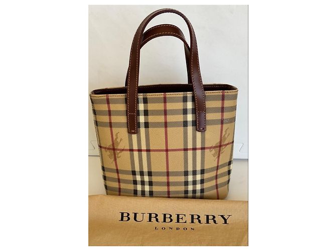Borsa Tote Burberry Haymarket Check Marrone Beige - vista 6