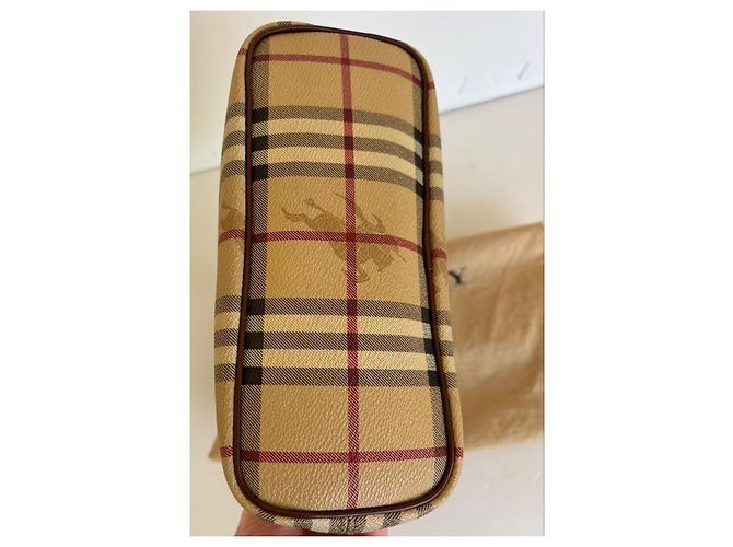 Borsa Tote Burberry Haymarket Check Marrone Beige - vista 7