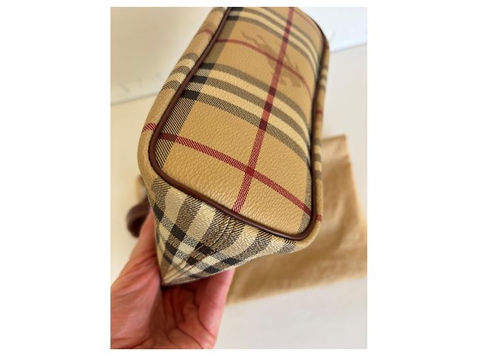 Borsa Tote Burberry Haymarket Check Marrone Beige - vista 8