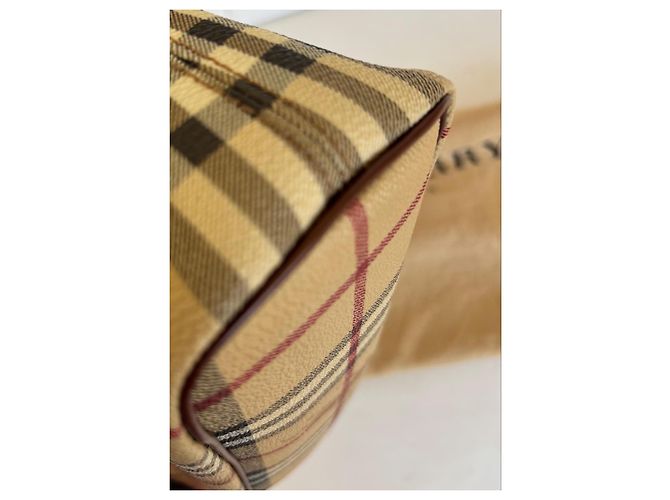 Borsa Tote Burberry Haymarket Check Marrone Beige - vista 9