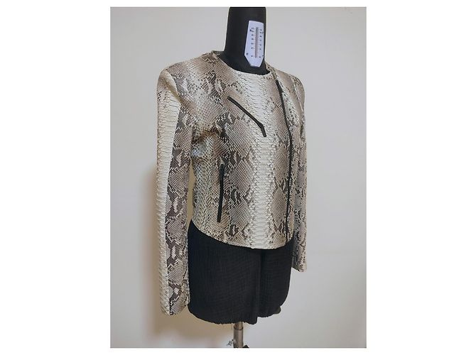 Autre Marque Pellessimo Paris Roccia Natural Python Leather Biker Jacket Multiple colors Beige Grey - view 2