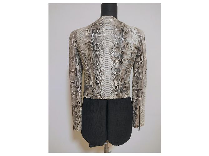Autre Marque Pellessimo Paris Roccia Natural Python Leather Biker Jacket Multiple colors Beige Grey - view 3
