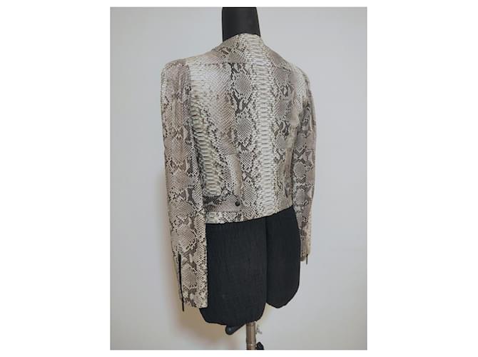 Autre Marque Pellessimo Paris Roccia Natural Python Leather Biker Jacket Multiple colors Beige Grey - view 4