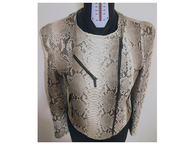 Autre Marque Pellessimo Paris Roccia Natural Python Leather Biker Jacket Multiple colors Beige Grey - view 6