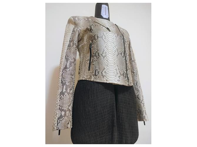 Autre Marque Pellessimo Paris Roccia Natural Python Leather Biker Jacket Multiple colors Beige Grey - view 7