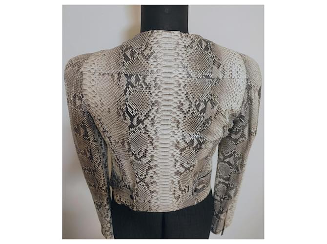 Autre Marque Pellessimo Paris Roccia Natural Python Leather Biker Jacket Multiple colors Beige Grey - view 8