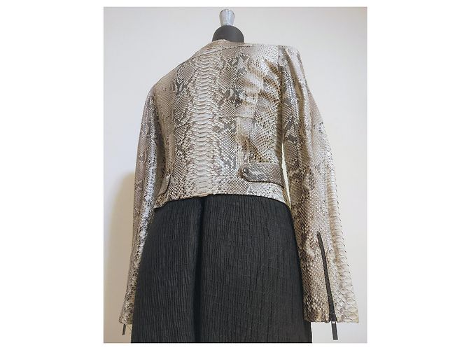 Autre Marque Pellessimo Paris Roccia Natural Python Leather Biker Jacket Multiple colors Beige Grey - view 9