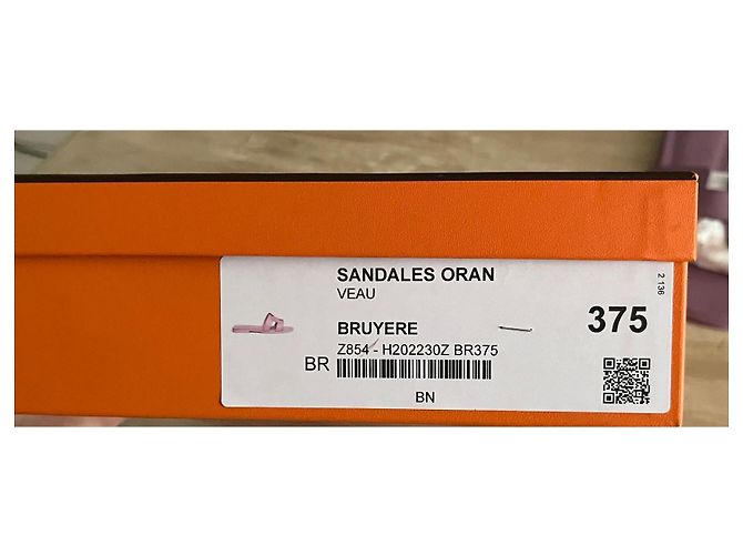 Hermès Sandali Oran in pelle lilla Porpora - vista 7