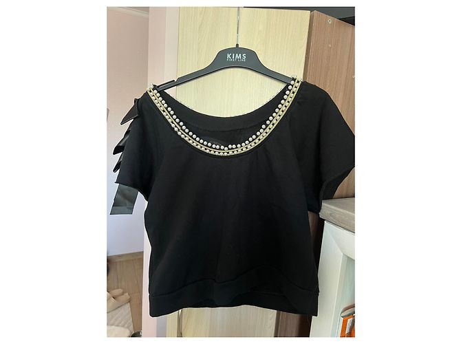 Pinko x Coca-Cola verziertes schwarzes Top Weiß Rot Gold hardware - Ansicht 5