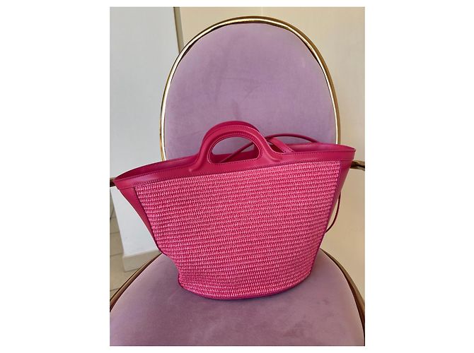 Marni Borsa Tote in Rafia Rosa - vista 2