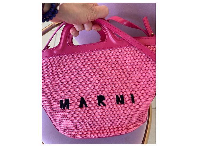 Marni Borsa Tote in Rafia Rosa - vista 7