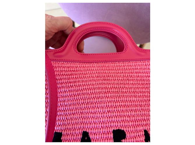 Marni Borsa Tote in Rafia Rosa - vista 9