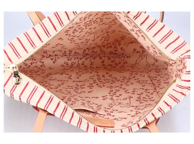 Louis Vuitton x Grace Coddington Gestreifte Tote Bag Beige - Ansicht 6