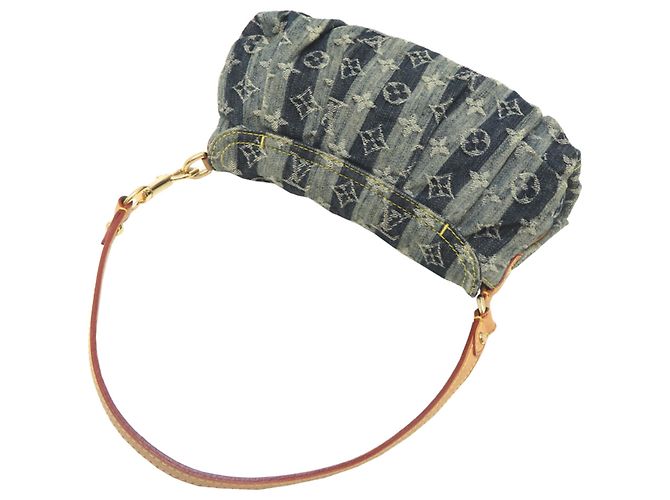 Borsa a tracolla Louis Vuitton Mini Pleaty Raye Blu - vista 4