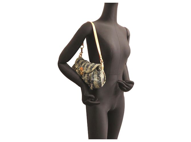 Borsa a tracolla Louis Vuitton Mini Pleaty Raye Blu - vista 9