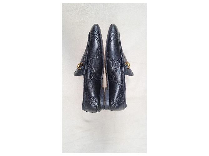 Mocassini Gucci in pelle nera con logo GG in rilievo Nero - vista 6