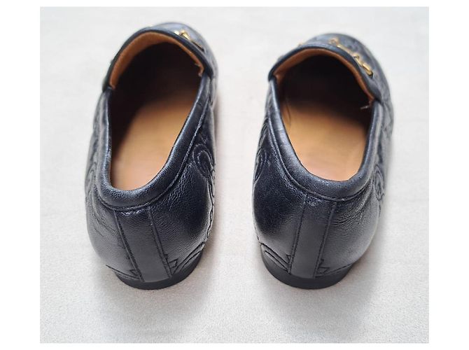 Mocassini Gucci in pelle nera con logo GG in rilievo Nero - vista 7