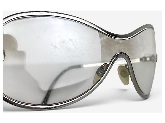 Occhiali da sole maschera shield aviator '4030' Chanel by Karl Lagerfeld anni 2000 Argento - vista 10