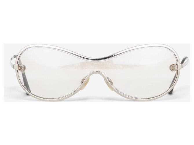 Occhiali da sole maschera shield aviator '4030' Chanel by Karl Lagerfeld anni 2000 Argento - vista 2