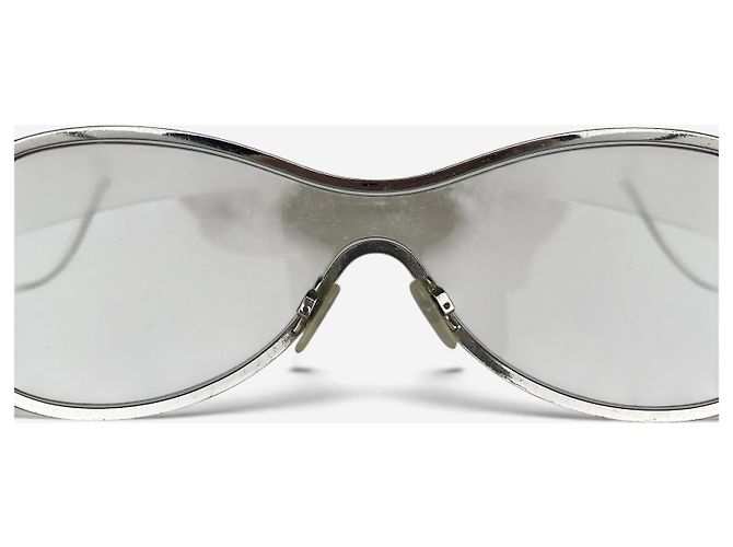 Occhiali da sole maschera shield aviator '4030' Chanel by Karl Lagerfeld anni 2000 Argento - vista 6