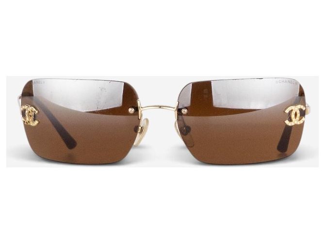 Gafas de sol Chanel 2000s Rimless '4017 D' CC Rhinestone Dorado - vista 2