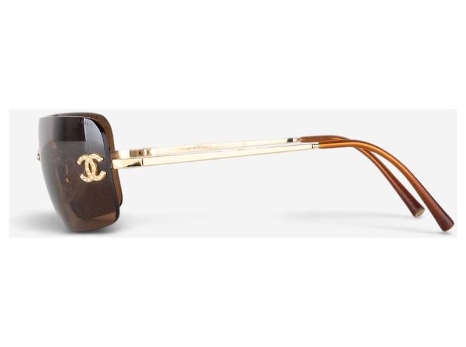 Gafas de sol Chanel 2000s Rimless '4017 D' CC Rhinestone Dorado - vista 3