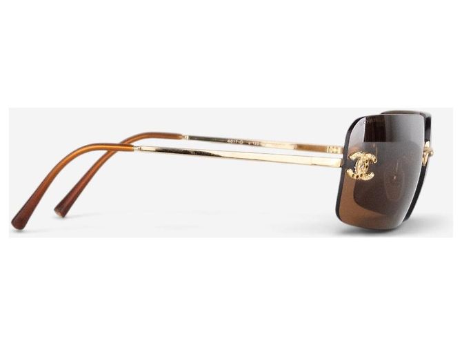 Gafas de sol Chanel 2000s Rimless '4017 D' CC Rhinestone Dorado - vista 4