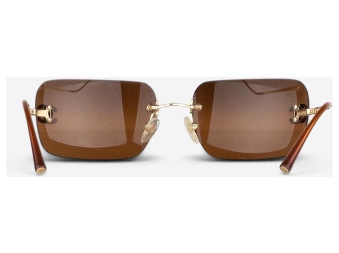 Gafas de sol Chanel 2000s Rimless '4017 D' CC Rhinestone Dorado - vista 5