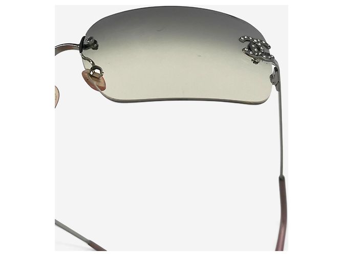 Gafas de sol Chanel 2000s Rimless '4017 D' CC Rhinestone Plata - vista 10