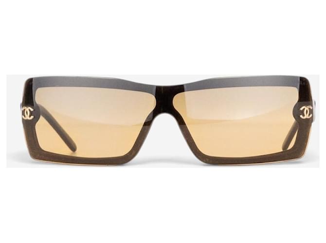 Chanel 2000s 5067 CC Logo Wrap Mask Shield Sonnenbrille Schwarz - Ansicht 2